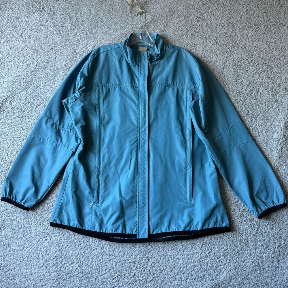 NEW Nike Jacket Womens Extra Large Blue Windbreaker Rain Coat Outdoor Ski Track